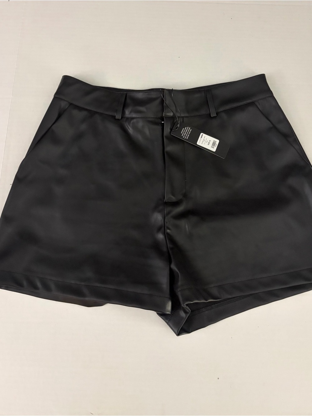 Fashion Nova Black Faux Leather High-Rise Bermuda Shorts